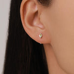 Sterling Silver Citrine Yellow CZ Crystal Rhoumbus Open Hoop Earrings