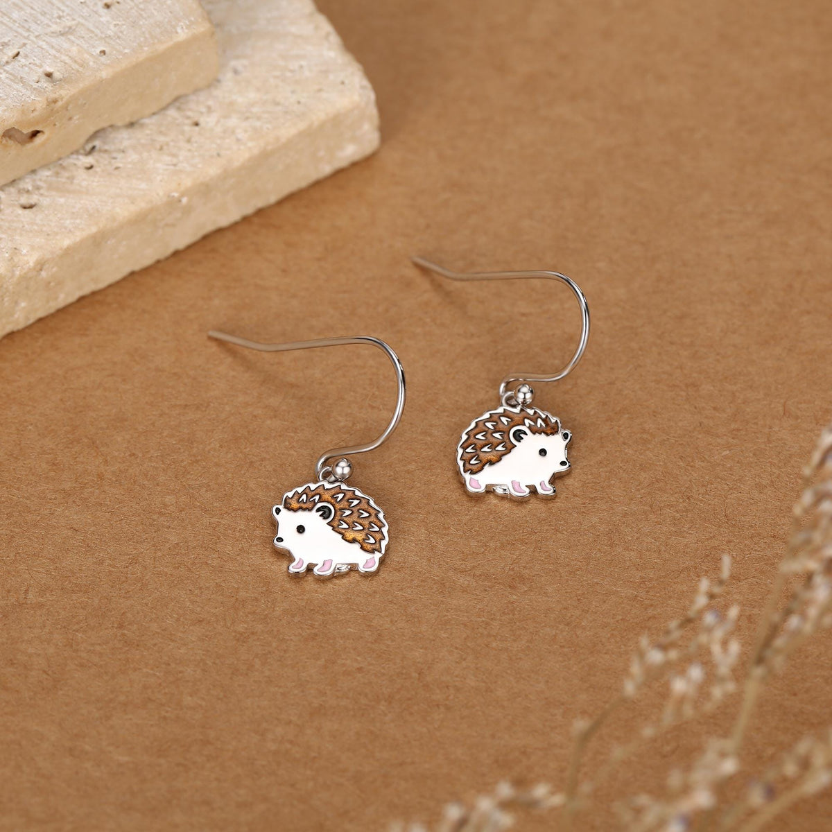 Sterling Silver Hedgehog Hook Earrings