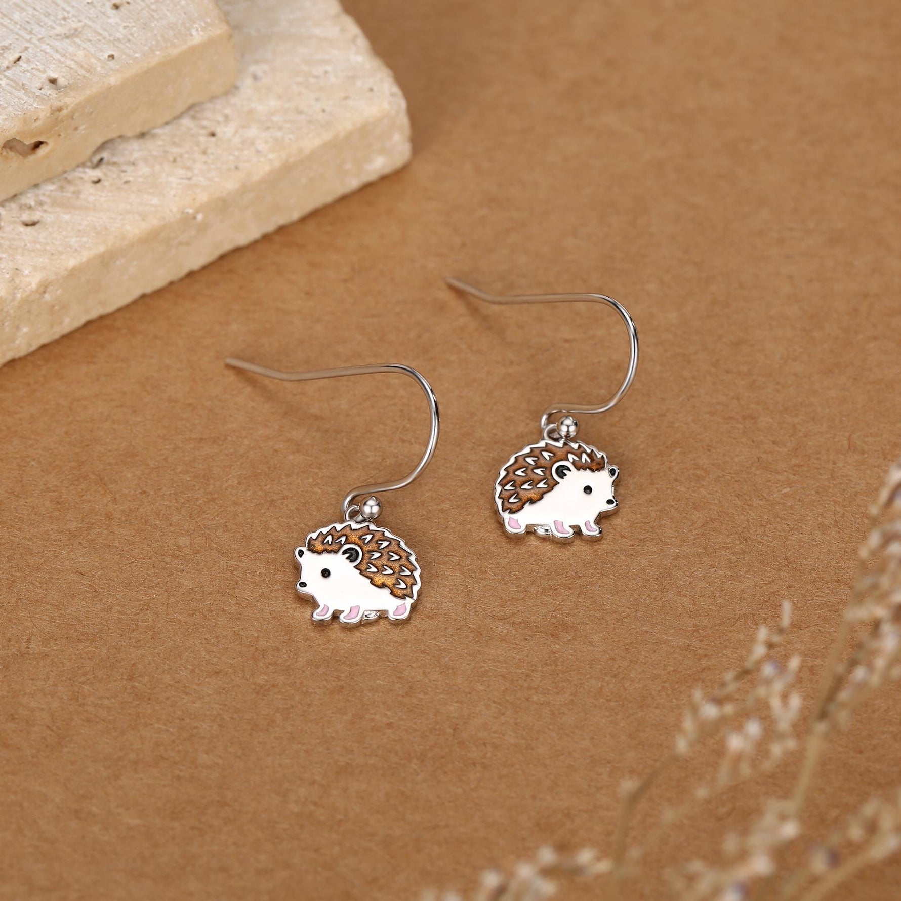 Sterling Silver Hedgehog Hook Earrings