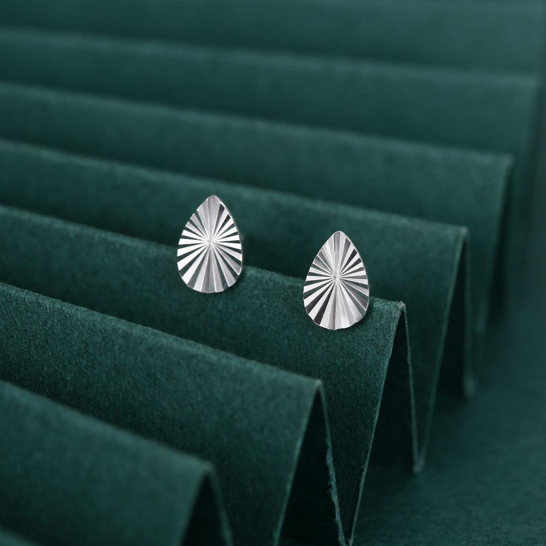 Sterling Silver Sunburst Teardrop 16G Flat Back Earrings