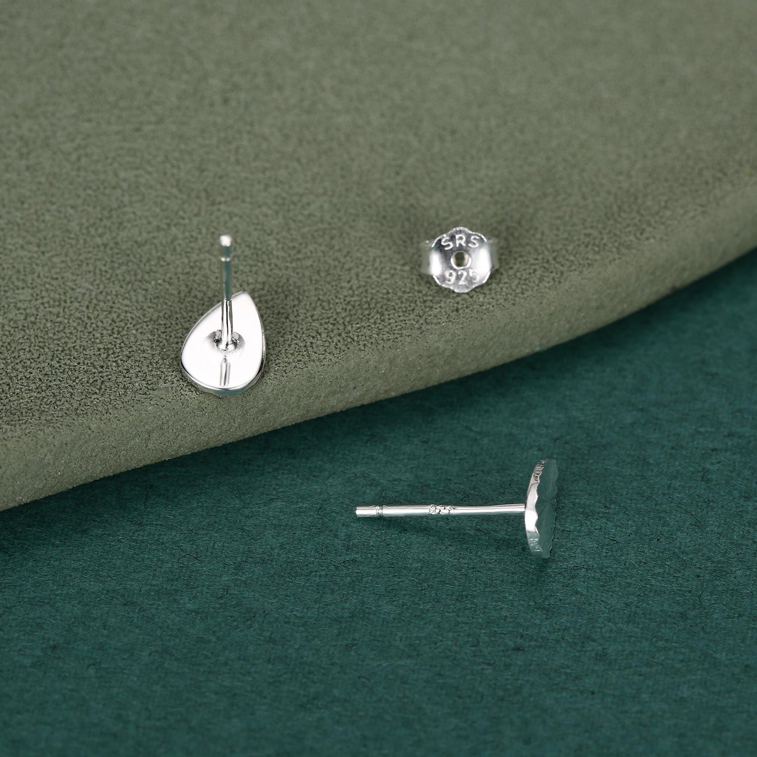 Sterling Silver Sunburst Teardrop Stud Earrings
