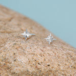 Sterling Silver Sunburst Star 16G Flat Back Earrings