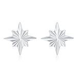 Sterling Silver Sunburst Star 16G Flat Back Earrings