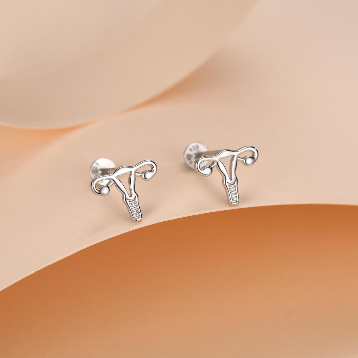 Sterling Silver Female Anatomy 16G Flat Back Earrings