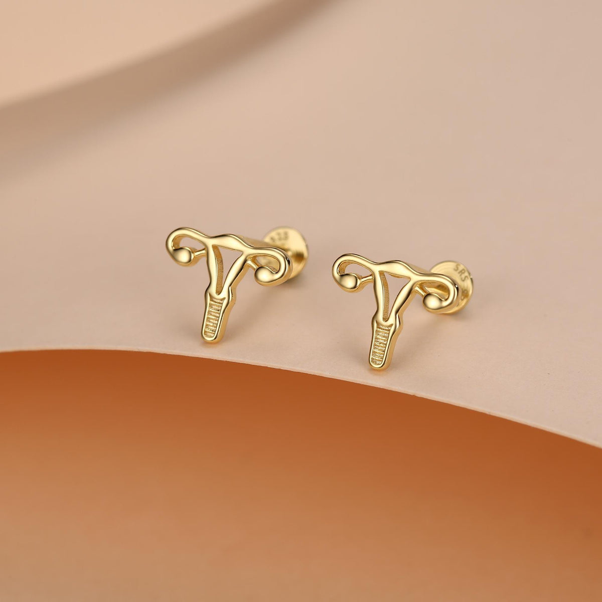 Sterling Silver Female Anatomy 16G Flat Back Earrings