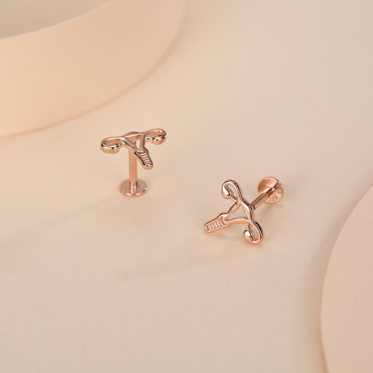Sterling Silver Female Anatomy 16G Flat Back Earrings