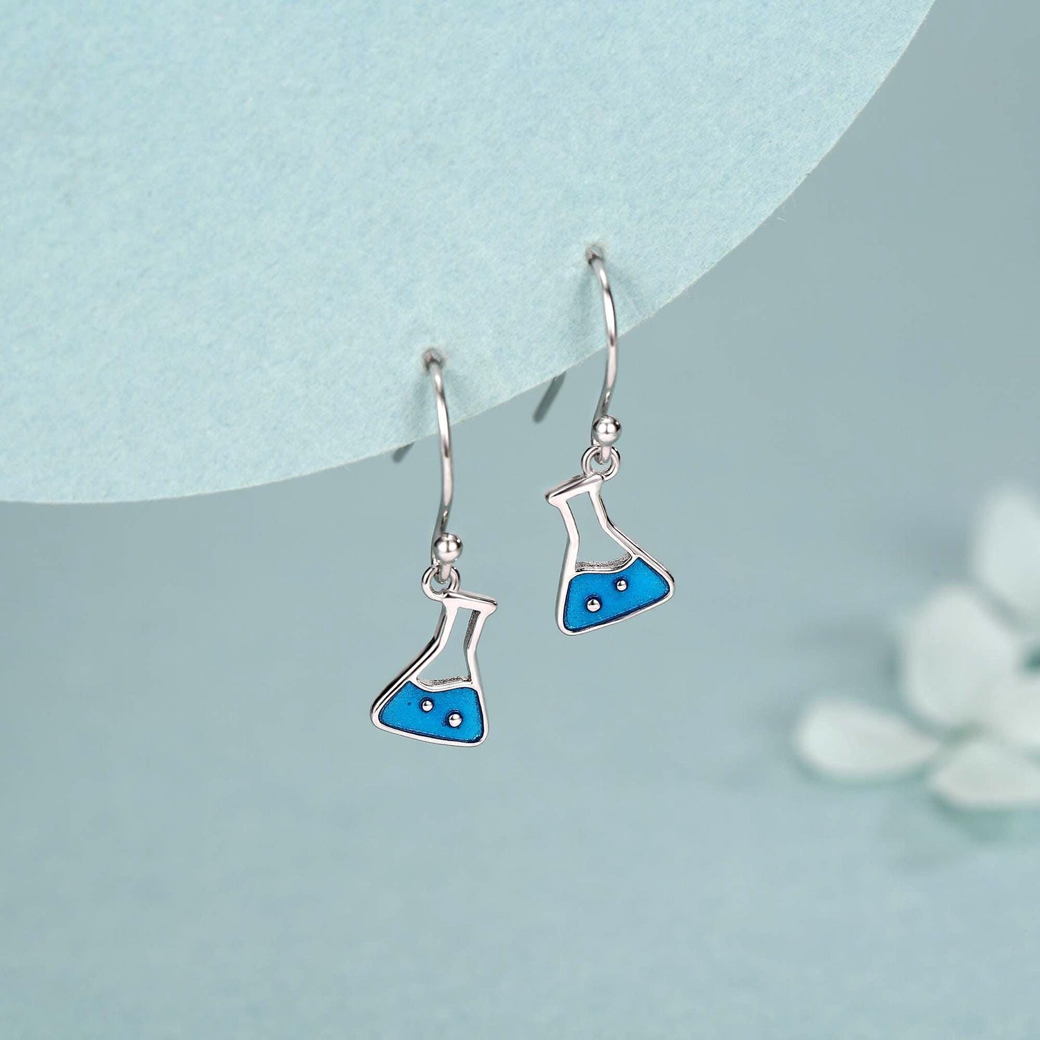 Sterling Silver Chemistry Flask Hook Earrings