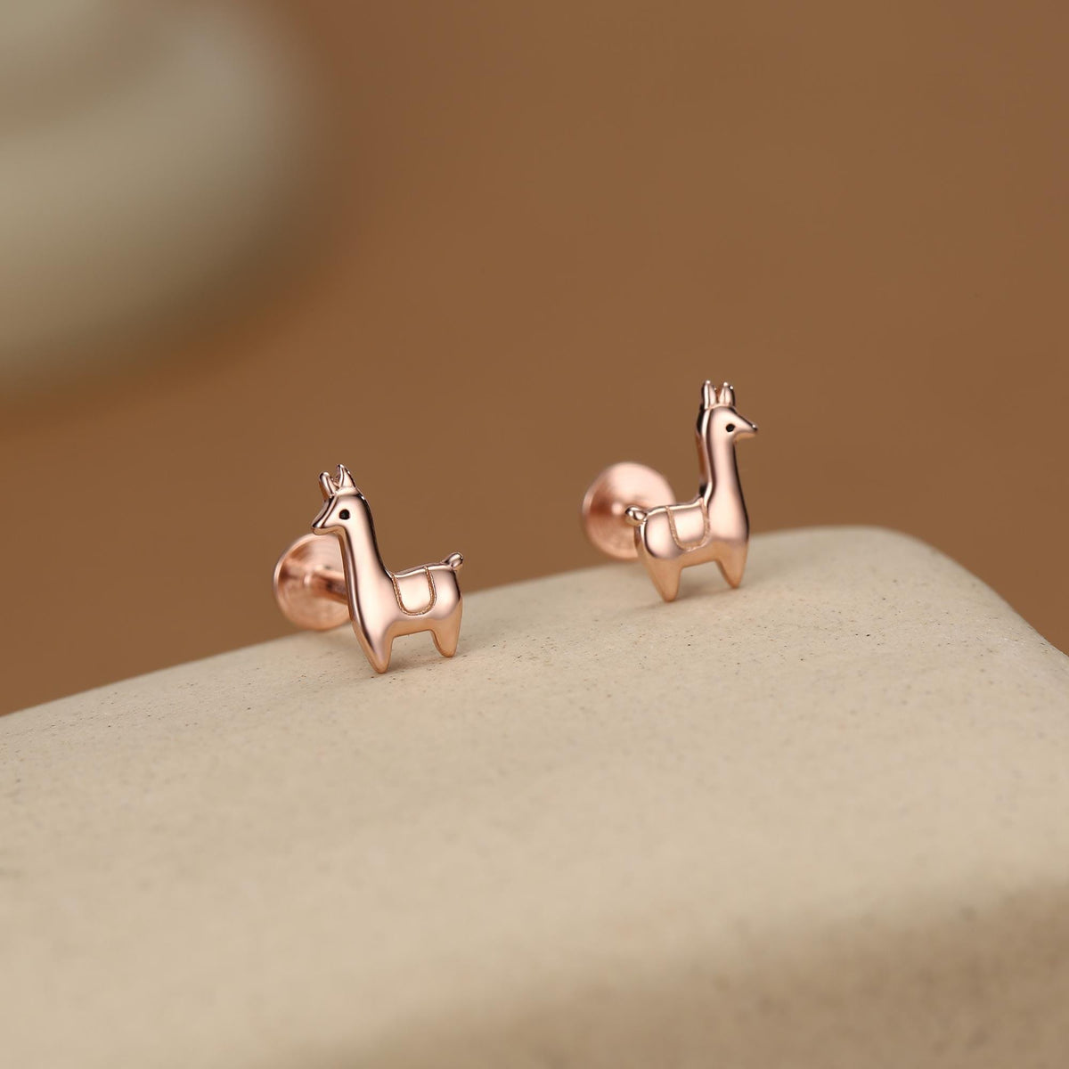 Sterling Silver Alpaca 16G Flat Back Earrings, Animal Earrings