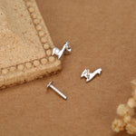 Sterling Silver Alpaca 16G Flat Back Earrings, Animal Earrings