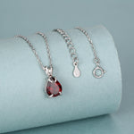 Sterling Silver Genuine Garnet Teardrop Necklace