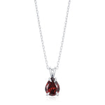 Sterling Silver Genuine Garnet Teardrop Necklace