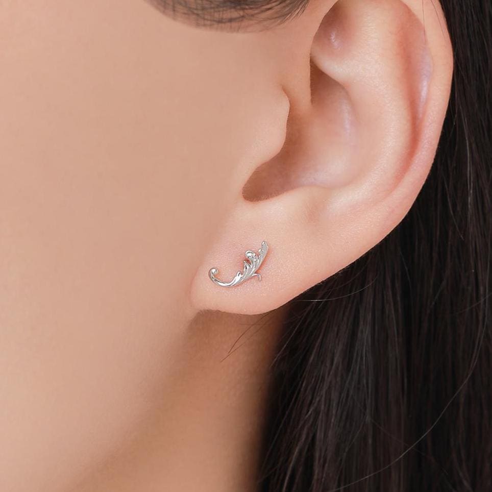 Sterling Silver Baroque Swirl 18G Screw Back Earrings with Ball Backs