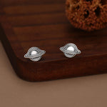 Sterling Silver Black Hole Planet Stud Earrings
