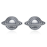 Sterling Silver Black Hole Planet Stud Earrings
