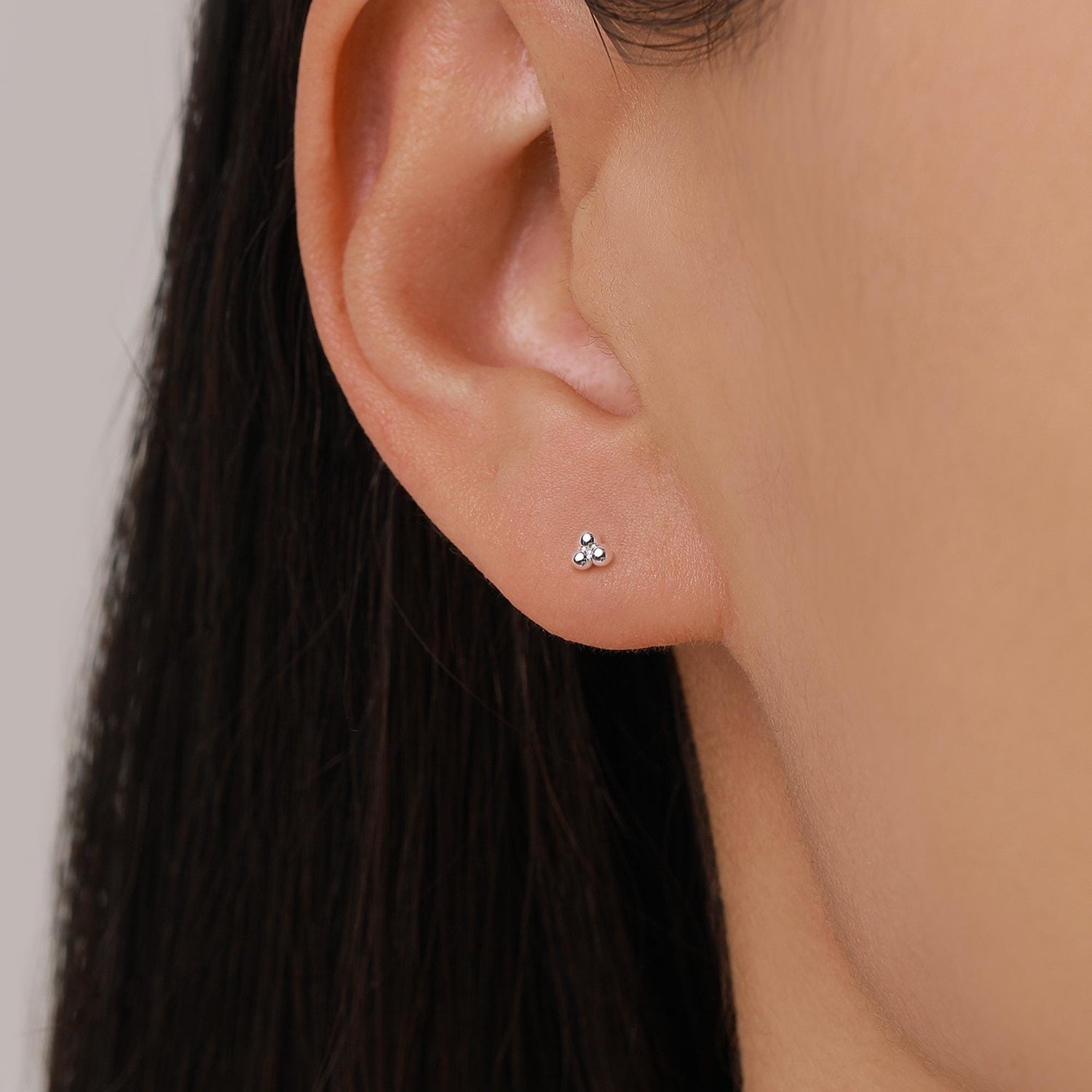 Extra Tiny Three Ball Barbell Earrings in Sterling Silver, Silver or Gold, Screw back Three Dot Earrings, Minimalist Piercing Jewellery