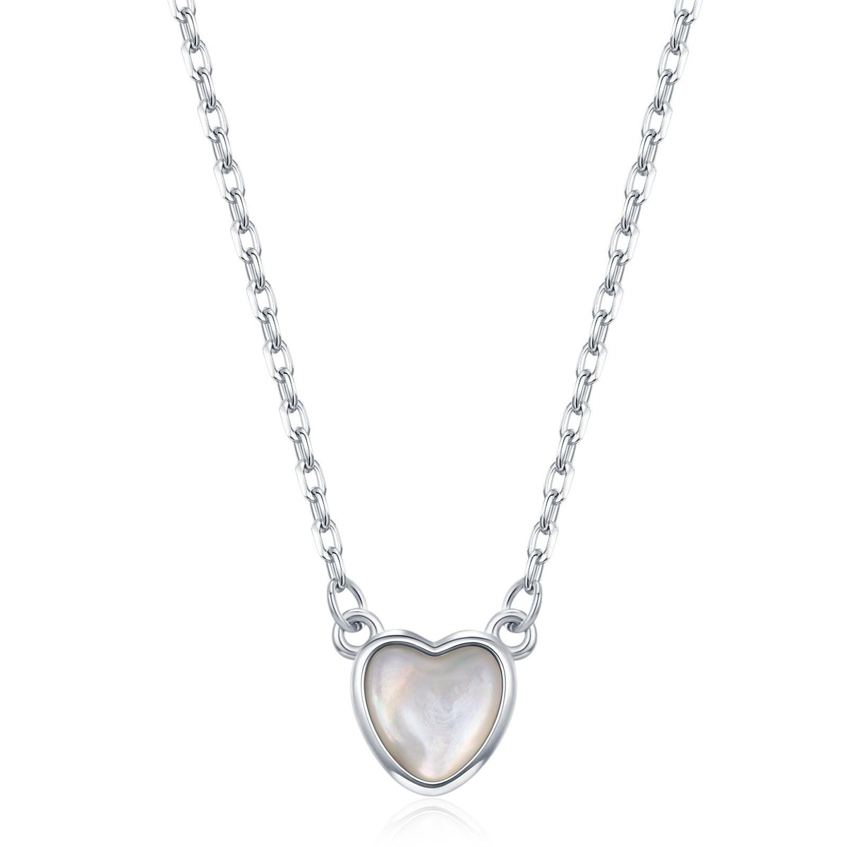 Mother of Pearl Heart Pendant Necklace in Sterling Silver, Silver or Gold or Rose Gold, Natural Mother of Pearl Heart Necklace