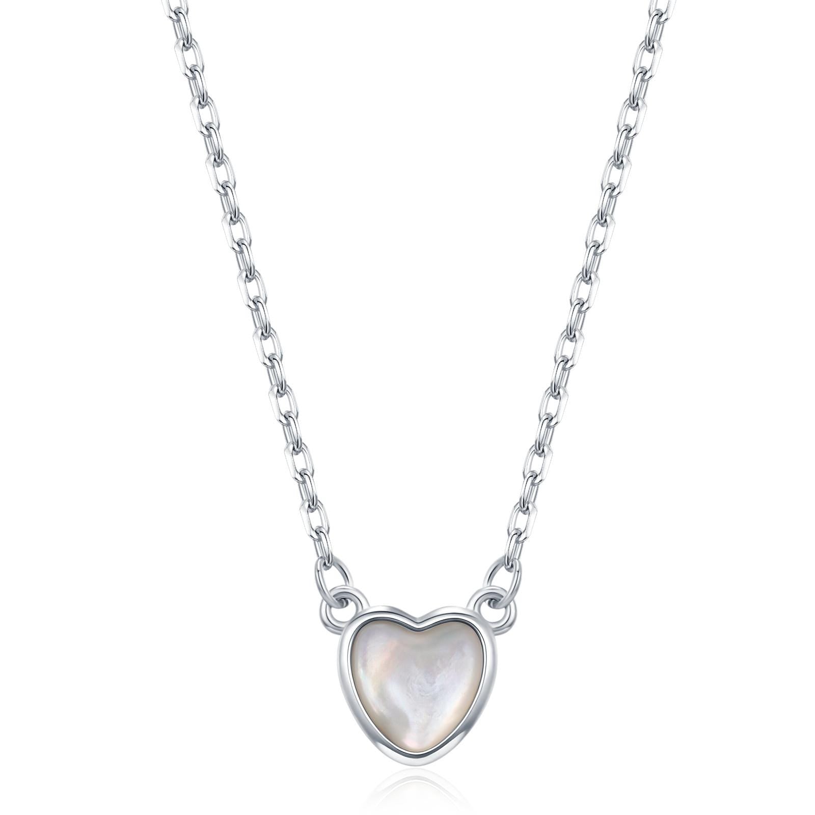 Mother of Pearl Heart Pendant Necklace in Sterling Silver, Silver or Gold or Rose Gold, Natural Mother of Pearl Heart Necklace