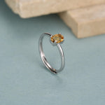 Natural Citrine Oval Ring in Sterling Silver, 4x6mm, Prong Set Oval Cut, Adjustable Size, Genuine Citrine Ring, November Birthstone