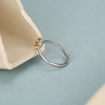 Natural Citrine Oval Ring in Sterling Silver, 4x6mm, Prong Set Oval Cut, Adjustable Size, Genuine Citrine Ring, November Birthstone