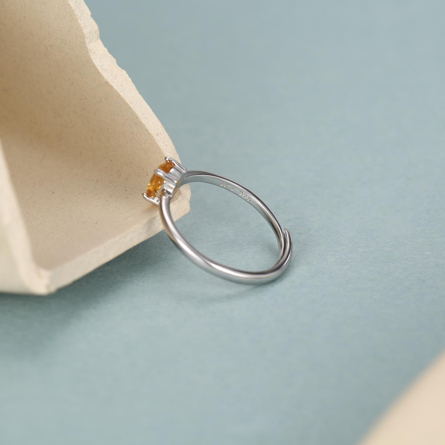 Natural Citrine Oval Ring in Sterling Silver, 4x6mm, Prong Set Oval Cut, Adjustable Size, Genuine Citrine Ring, November Birthstone