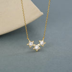 Clear CZ Triple Star Pendant Necklace in Sterling Silver, Silver or Gold, Three Star Crystal Necklace, Minimal Star Pendant