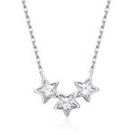 Clear CZ Triple Star Pendant Necklace in Sterling Silver, Silver or Gold, Three Star Crystal Necklace, Minimal Star Pendant