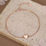 Tiny and Delicate Heart Bracelet in Sterling Silver, Silver or Gold or Rose Gold, Small Heart Bracelet, Silver Heart Bracelet