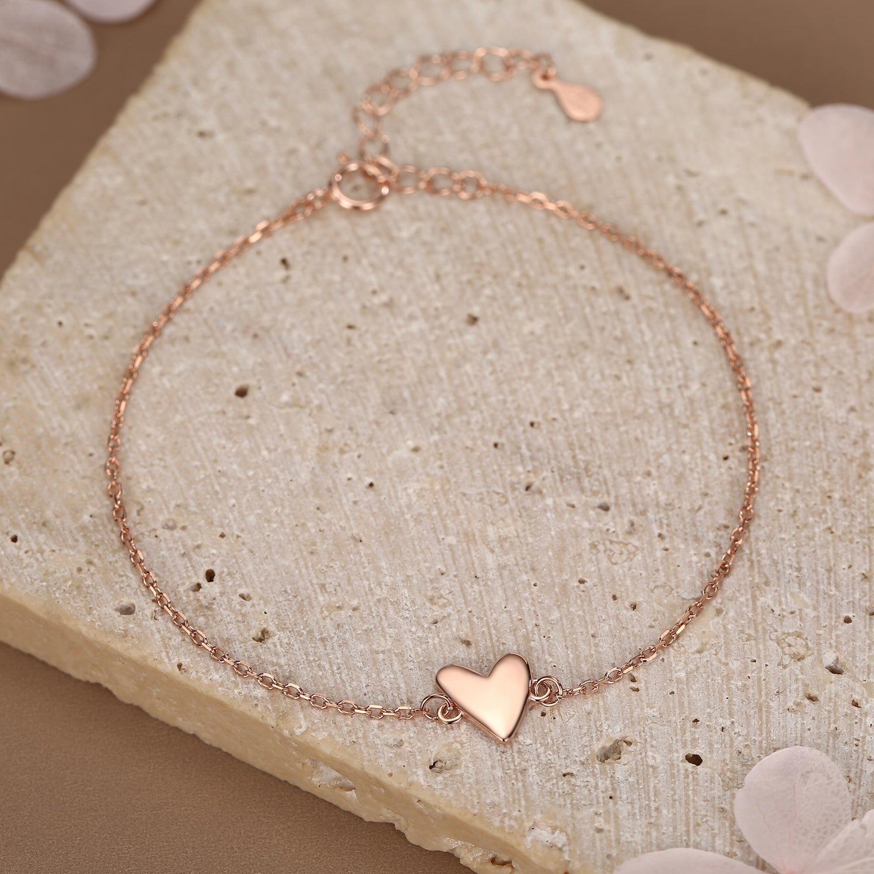 Tiny and Delicate Heart Bracelet in Sterling Silver, Silver or Gold or Rose Gold, Small Heart Bracelet, Silver Heart Bracelet