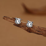 Blue Eyed Tiger Stud Earrings in Sterling Silver, Silver or Gold, Animal Earrings, Nature Inspired