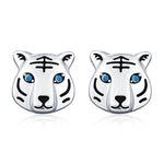 Blue Eyed Tiger Stud Earrings in Sterling Silver, Silver or Gold, Animal Earrings, Nature Inspired