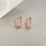 Double Huggie Hoop CZ Earrings in Sterling Silver, Geometric CZ Hoop Earrings, Silver, Gold or Rose Gold, 10mm, Minimalist Hoops