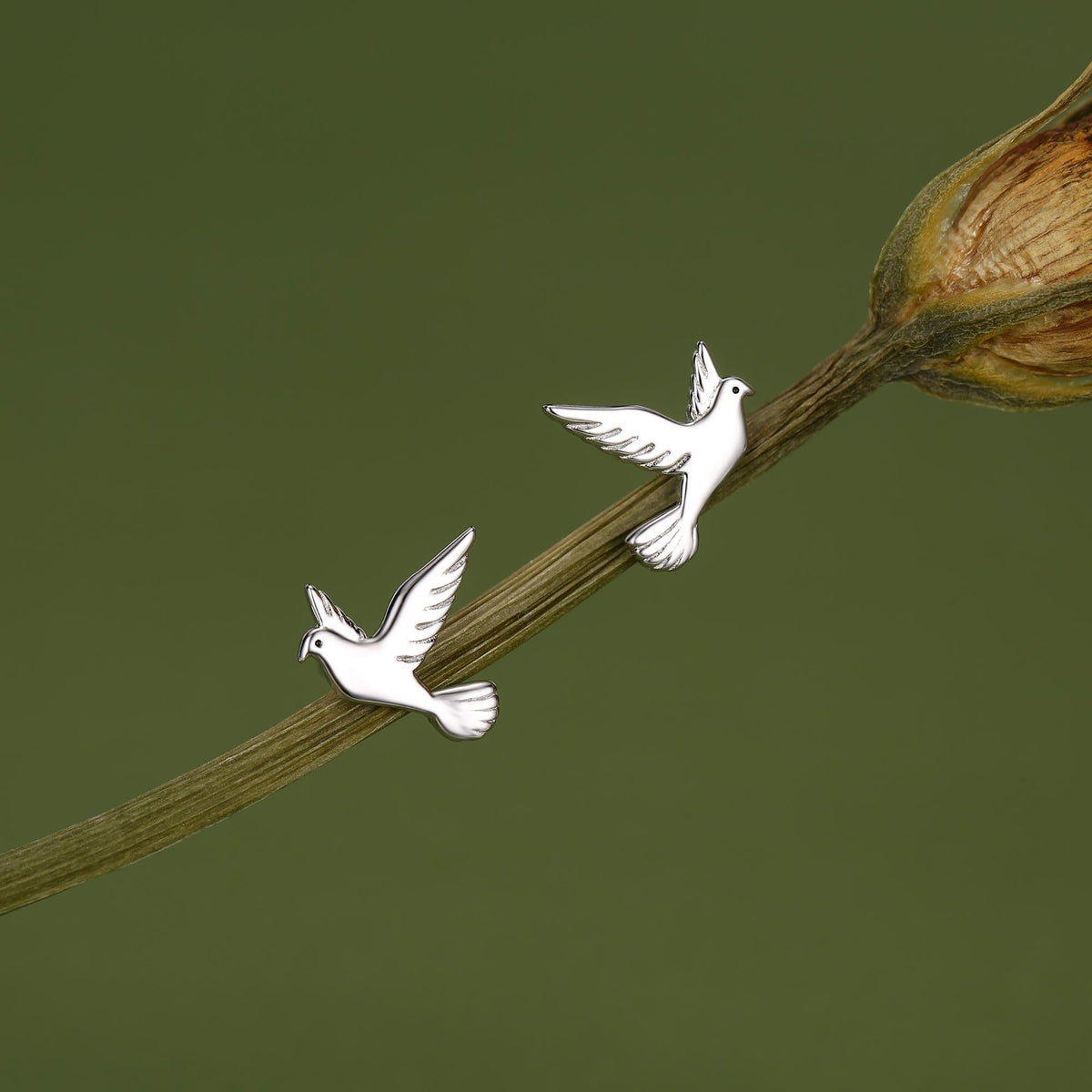 Dove Stud Earrings in Sterling Silver