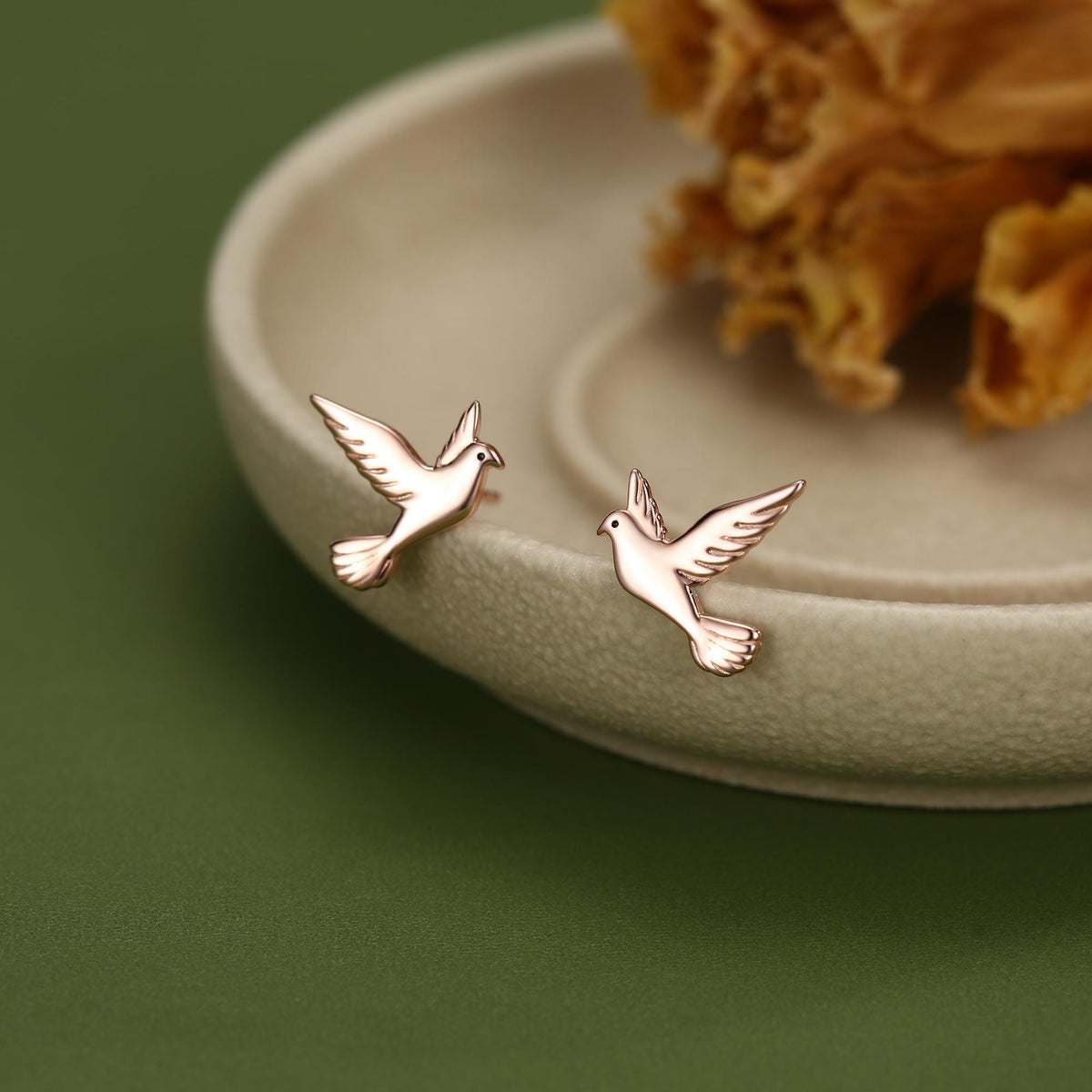 Dove Stud Earrings in Sterling Silver