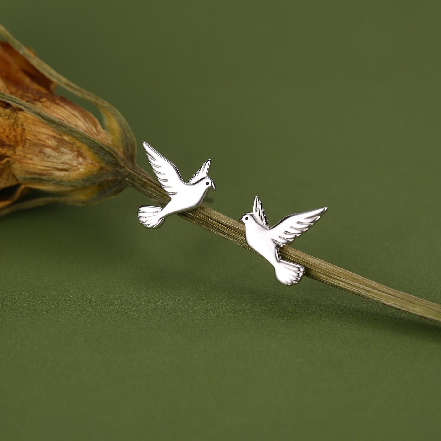 Dove Stud Earrings in Sterling Silver