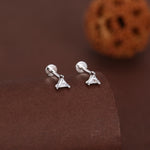 Sterling Silver Tiny Triangle CZ 16G Flat Back Earrings