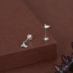 Sterling Silver Tiny Triangle CZ 16G Flat Back Earrings