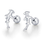 Sterling Silver Hammerhead Shark Screw Back Earrings