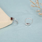 Sterling Silver Garnet Red Rhombus CZ Open Hoop Earrings