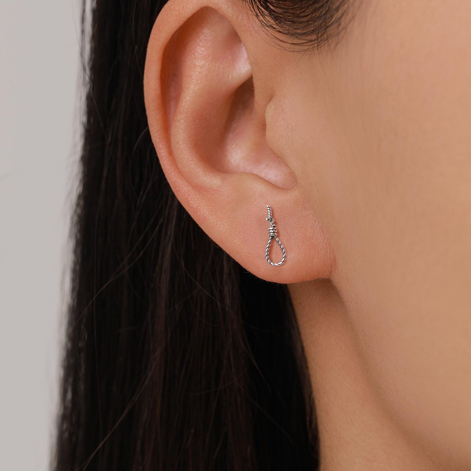Sterling Silver Noose Stud Earrings