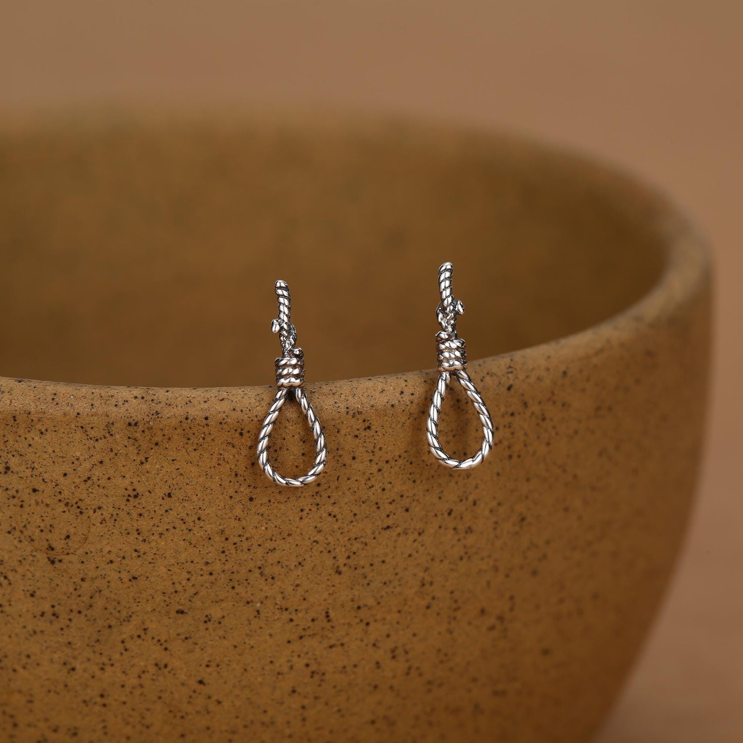 Sterling Silver Noose Stud Earrings