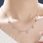 Droplet Pendant Necklace in Sterling Silver, Silver or Gold or Rose Gold, Droplet Charm Necklace, Droplet Satellite Necklace