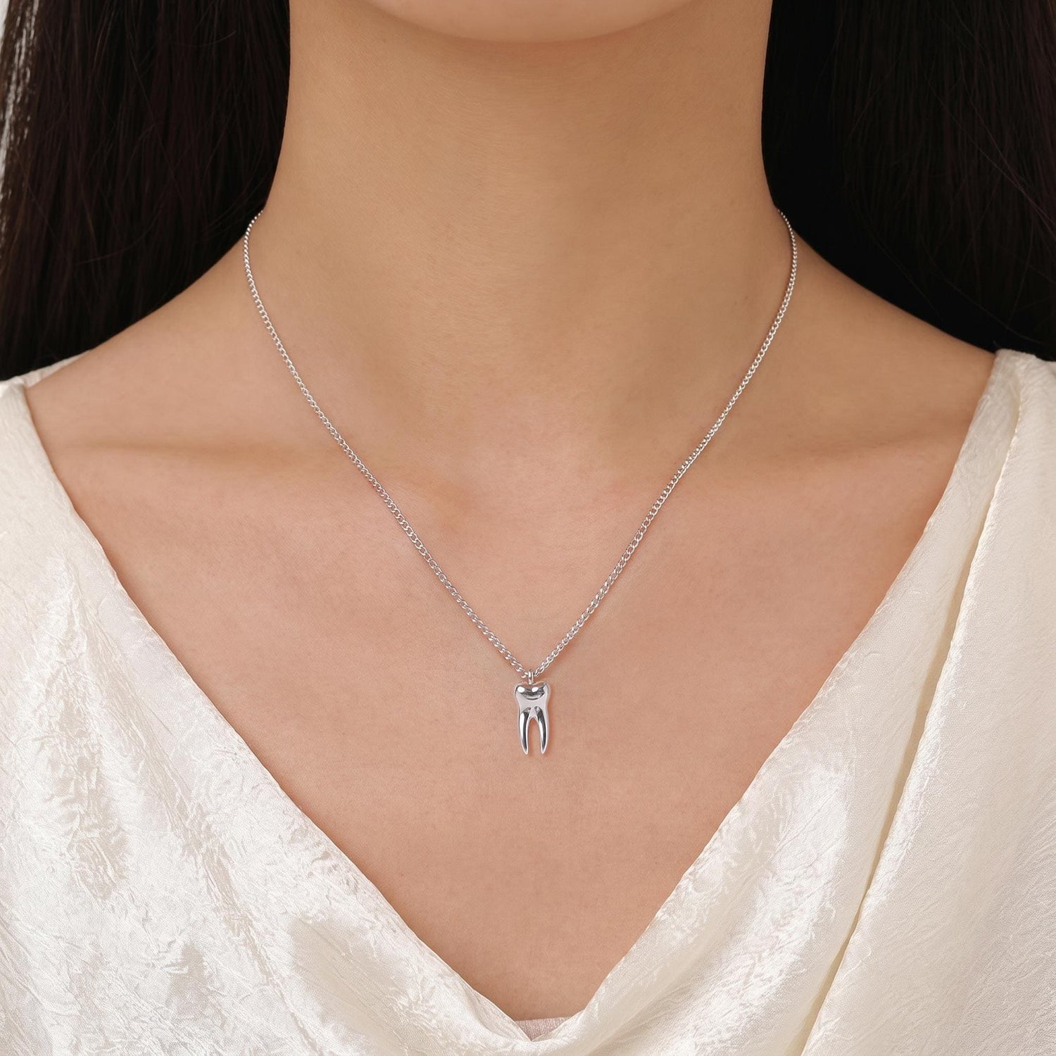 Sterling Silver Molar Tooth Necklace