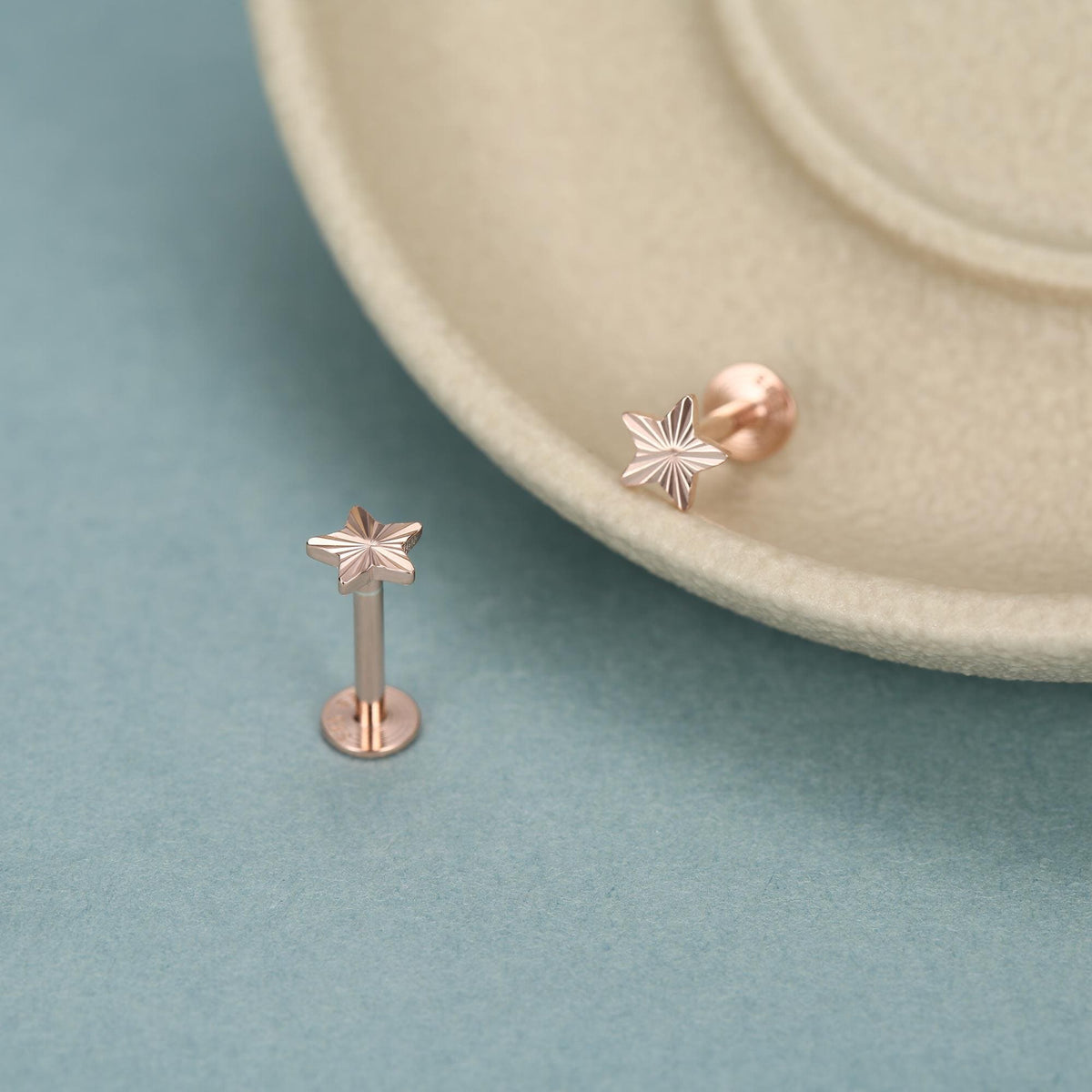 Sterling Silver Sunburst Star 16G Flat Back Earrings