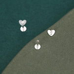 Sterling Silver Sunburst Heart 16G Flat Back Earrings