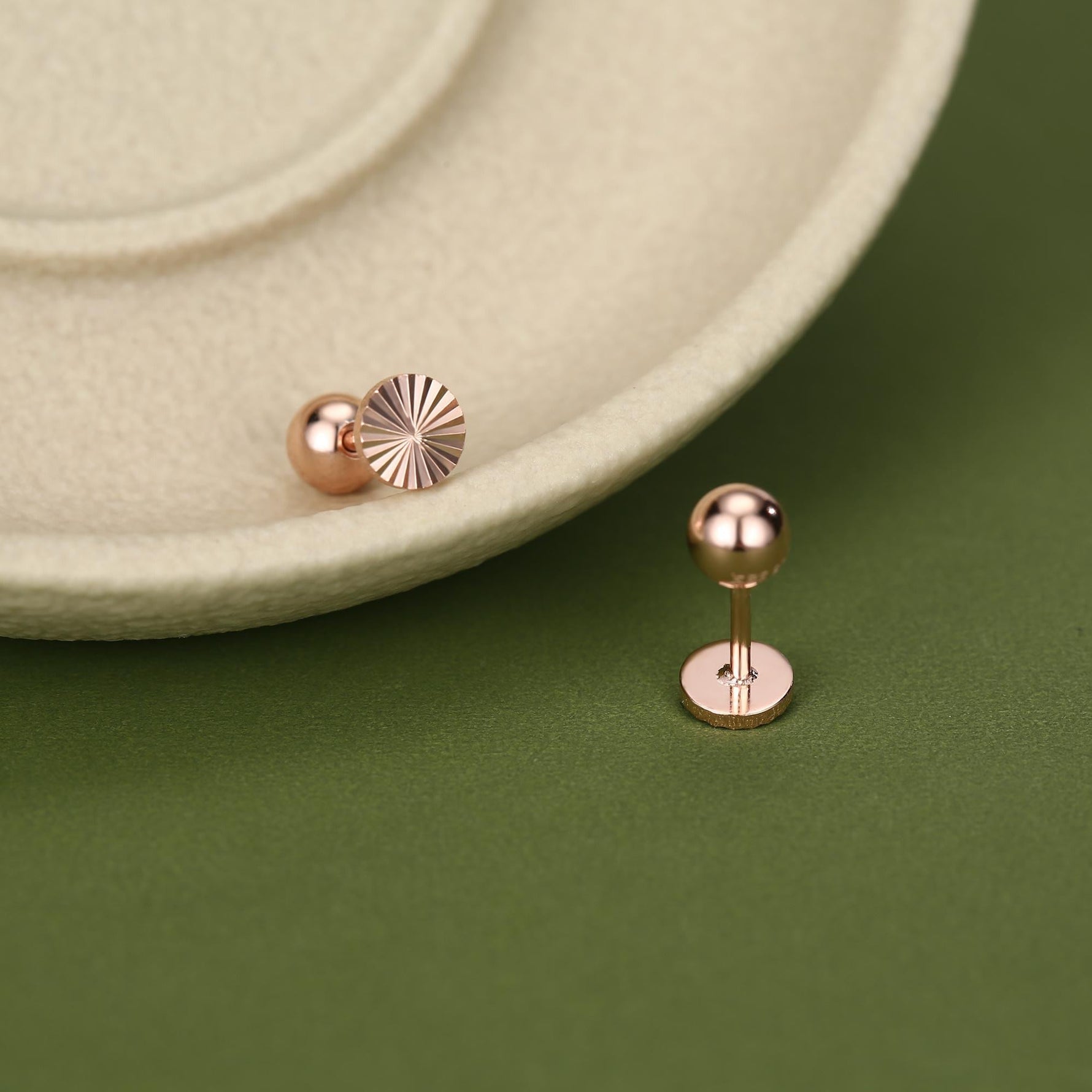 Sterling Silver Sunburst Disk 18G Screw Back Earrings