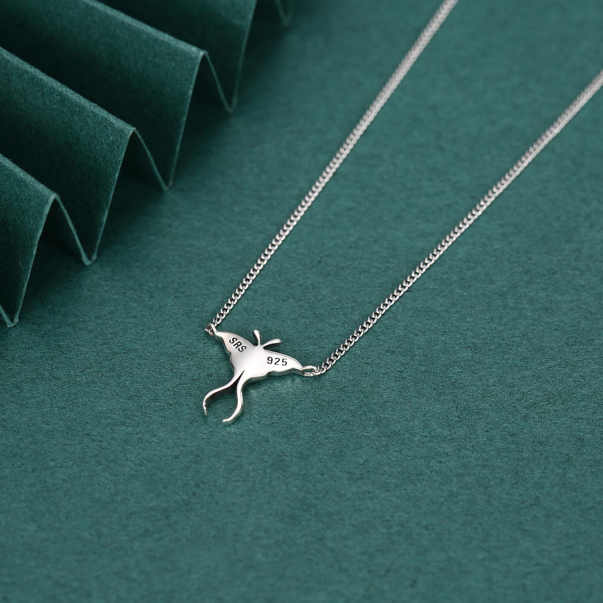 Oxidised Luna Moth Charm Necklace