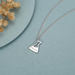 Sterling Silver Blue Chemistry Flask Necklace