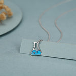 Sterling Silver Blue Chemistry Flask Necklace