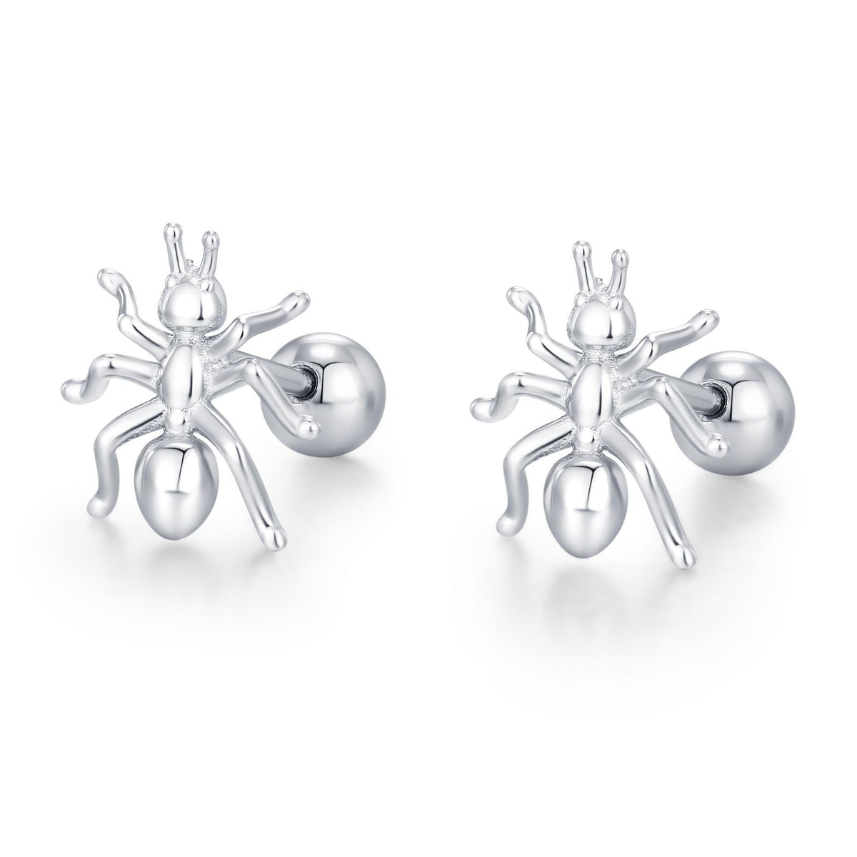 Sterling Silver Ant 18G Screw Back Earrings