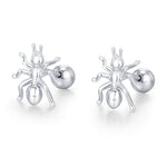 Sterling Silver Ant 18G Screw Back Earrings